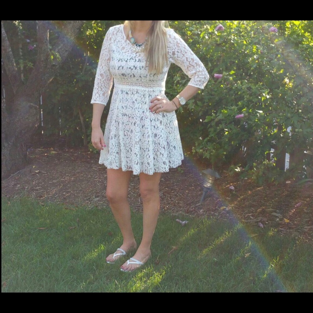 Boutique Dress - Lace & Stripes!  VGUC